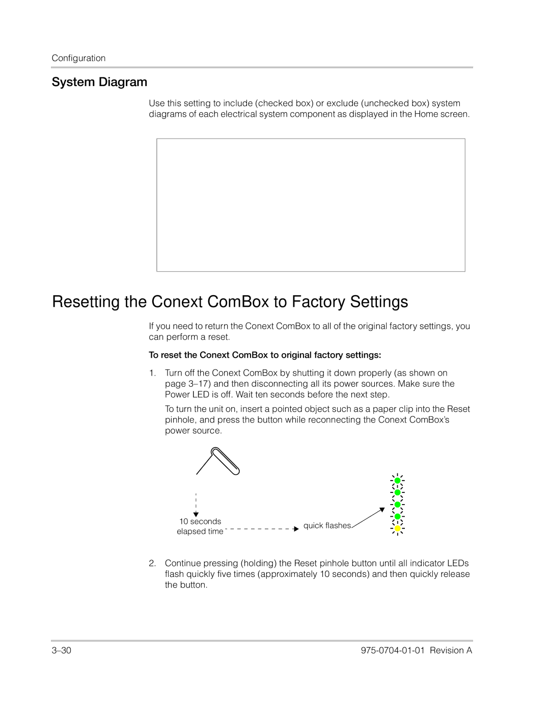 Xantrex Technology Freedom SW Series manual Resetting the Conext ComBox to Factory Settings, System Diagram 