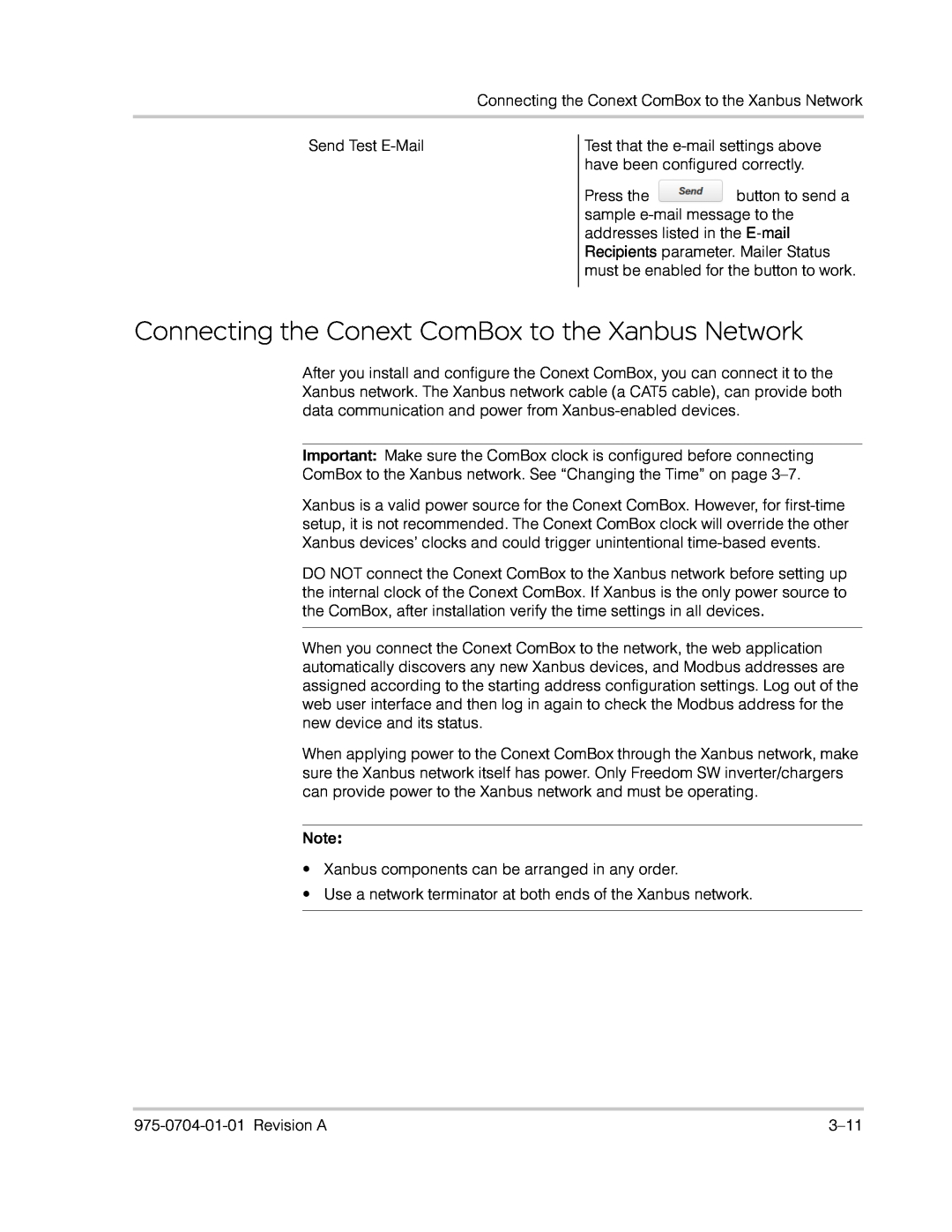 Xantrex Technology Freedom SW Series manual Connecting the Conext ComBox to the Xanbus Network 