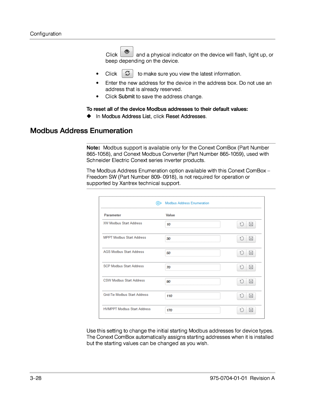 Xantrex Technology Freedom SW Series manual Modbus Address Enumeration 