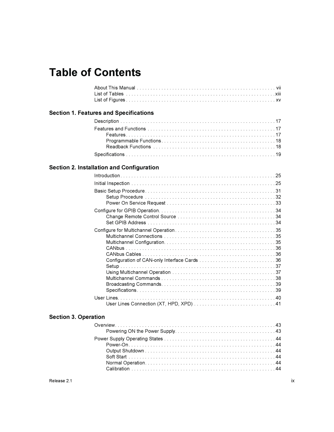 Xantrex Technology GPIB-M-HPD, GPIB-M-XHR, GPIB-M-XT, GPIB-M-XPD, GPIB-M-XFR3 manual Table of Contents 