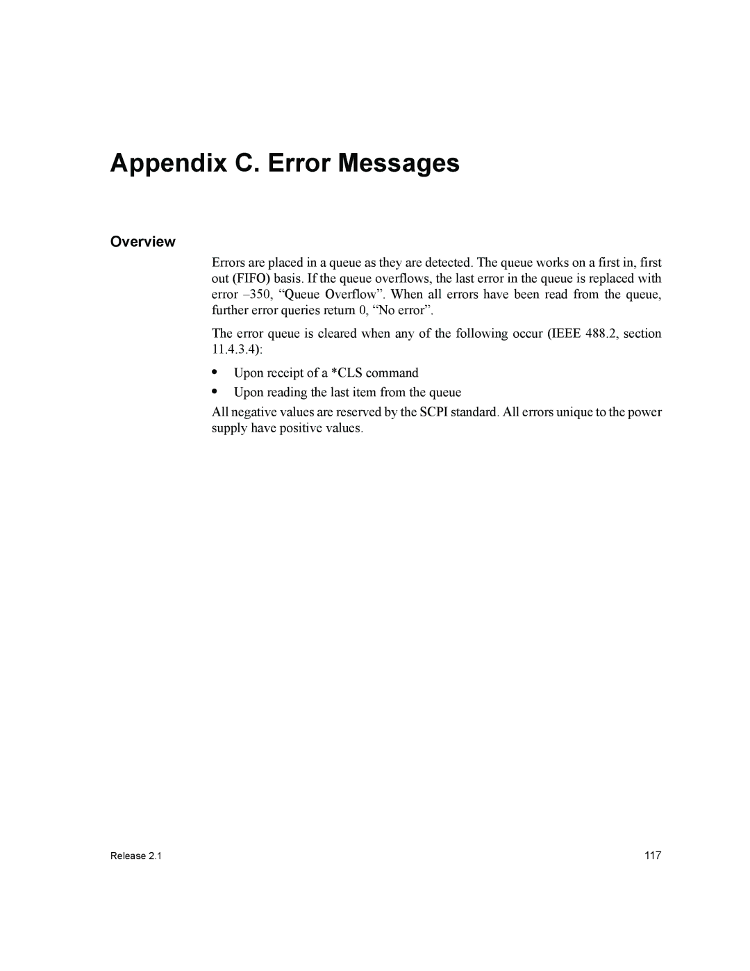 Xantrex Technology GPIB-M-HPD, GPIB-M-XHR, GPIB-M-XT, GPIB-M-XPD, GPIB-M-XFR3 manual Appendix C. Error Messages 