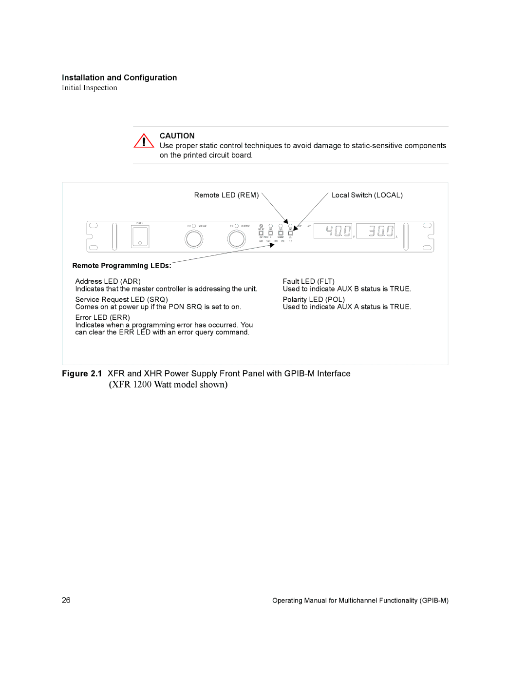 Xantrex Technology GPIB-M-XFR3, GPIB-M-XHR, GPIB-M-XT, GPIB-M-XPD, GPIB-M-HPD manual XFR 1200 Watt model shown 