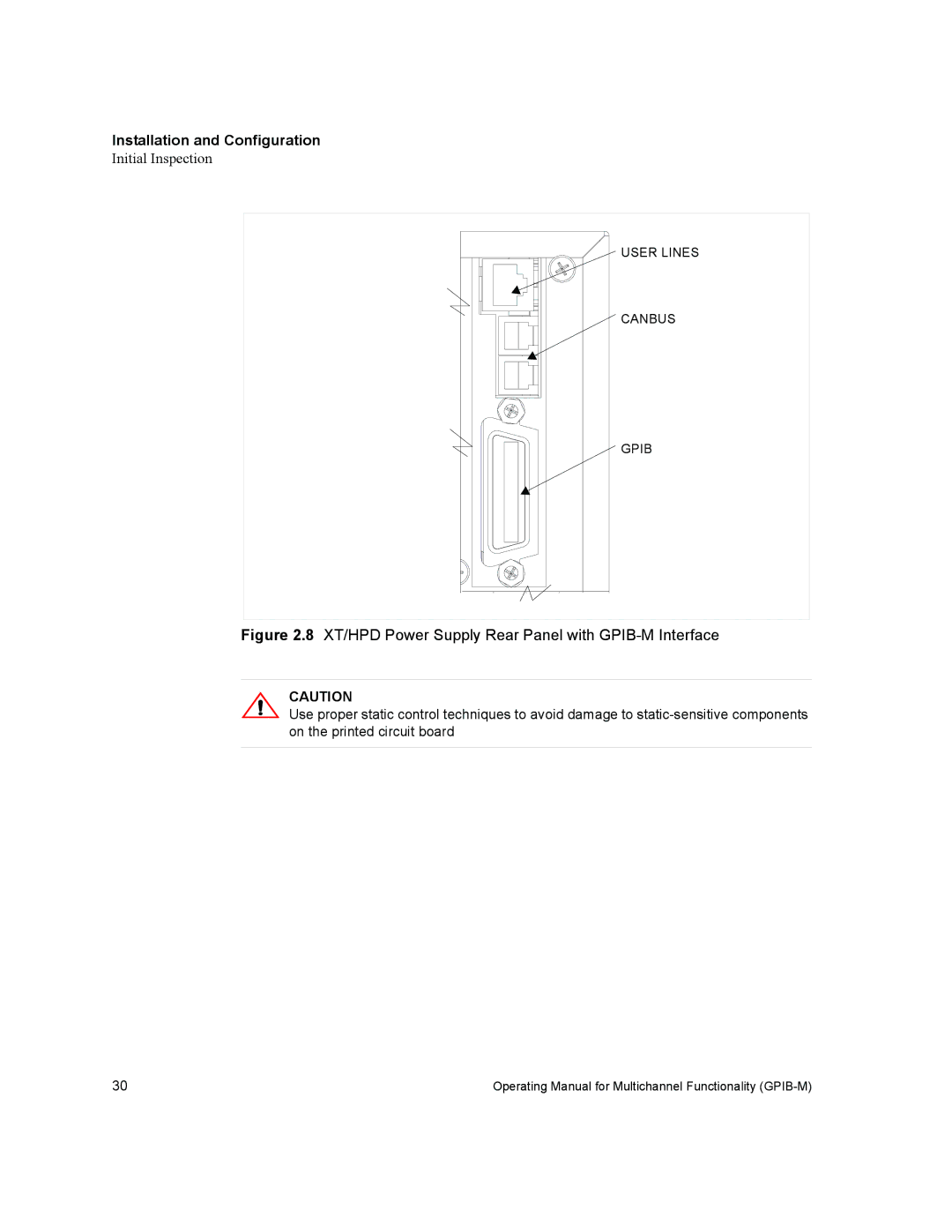 Xantrex Technology GPIB-M-XT, GPIB-M-XHR, GPIB-M-XFR, GPIB-M-XPD manual XT/HPD Power Supply Rear Panel with GPIB-M Interface 