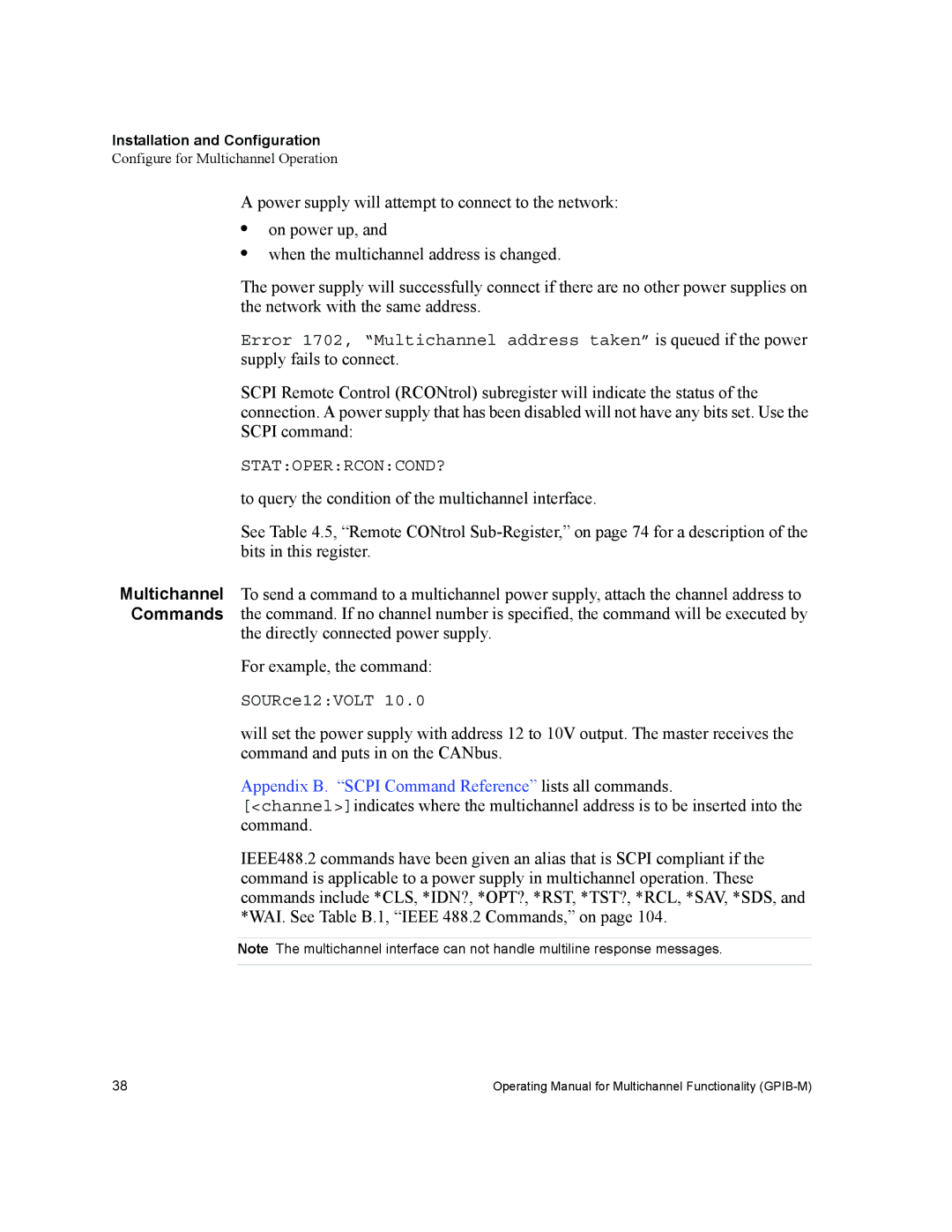 Xantrex Technology GPIB-M-XFR3, GPIB-M-XHR, GPIB-M-XT, GPIB-M-XPD manual Appendix B. Scpi Command Reference lists all commands 