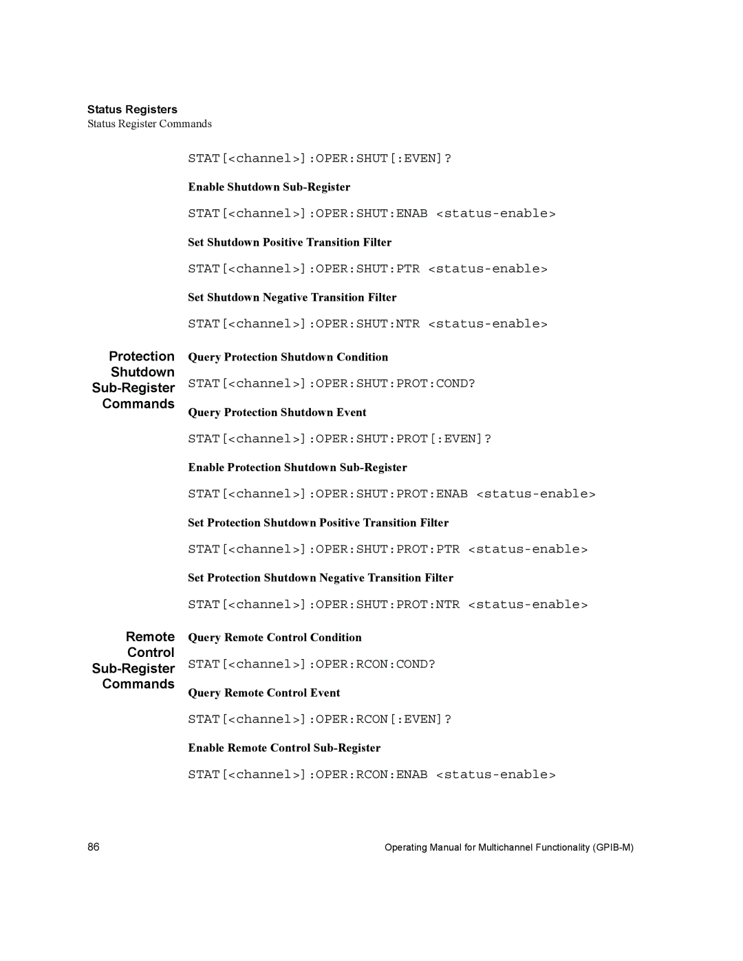 Xantrex Technology GPIB-M-XFR3, GPIB-M-XHR, GPIB-M-XT, GPIB-M-XPD, GPIB-M-HPD manual STATchannelOPERSHUTEVEN? 