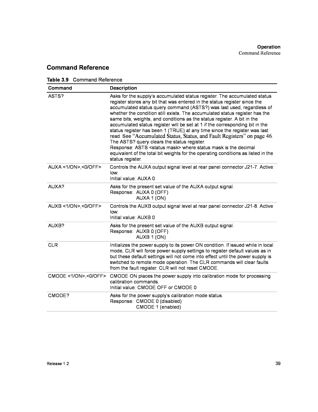 Xantrex Technology GPIB-XPD manual Command Reference, read. See “Accumulated Status, Status, and Fault Registers” on page 