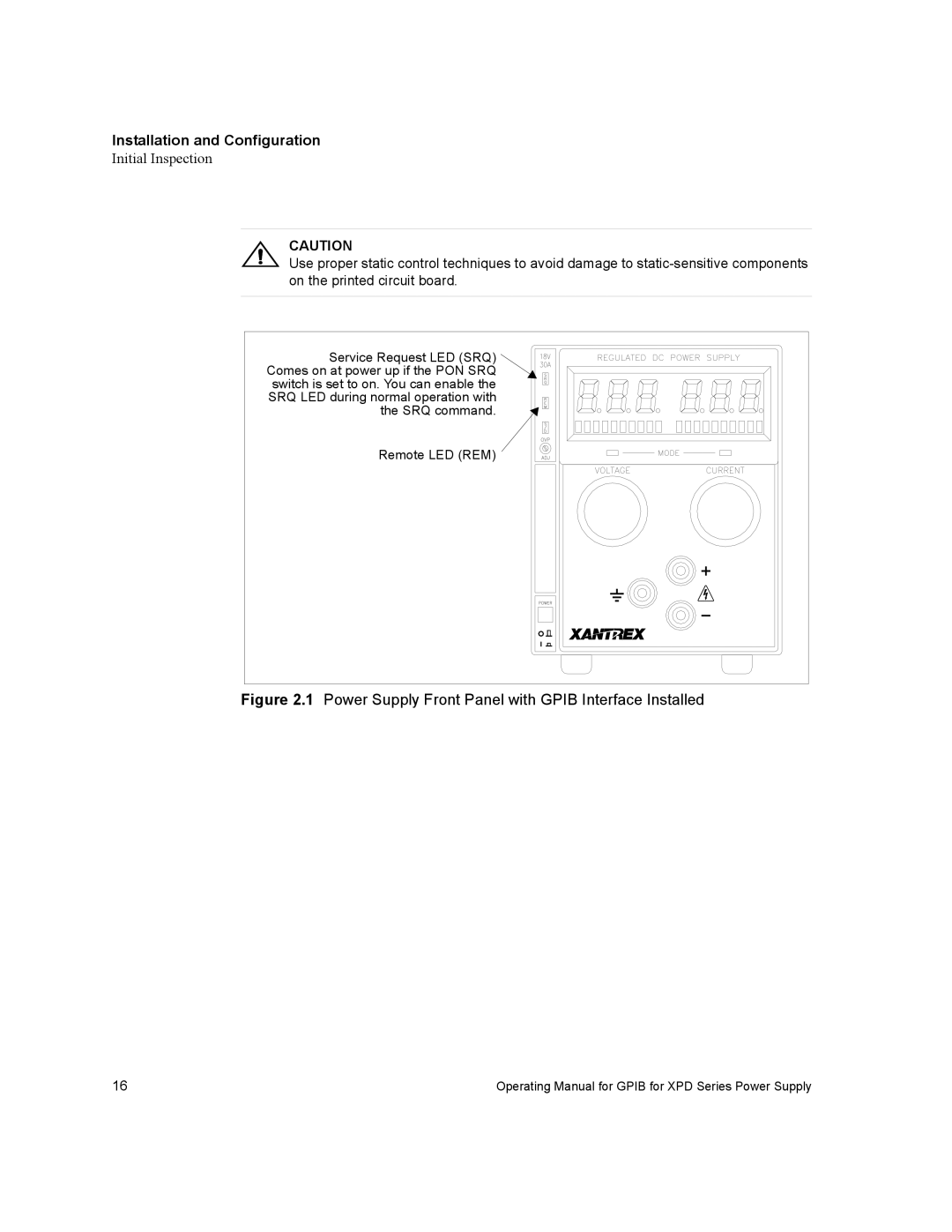 Xantrex Technology GPIB-XPD manual Power Supply Front Panel with Gpib Interface Installed 