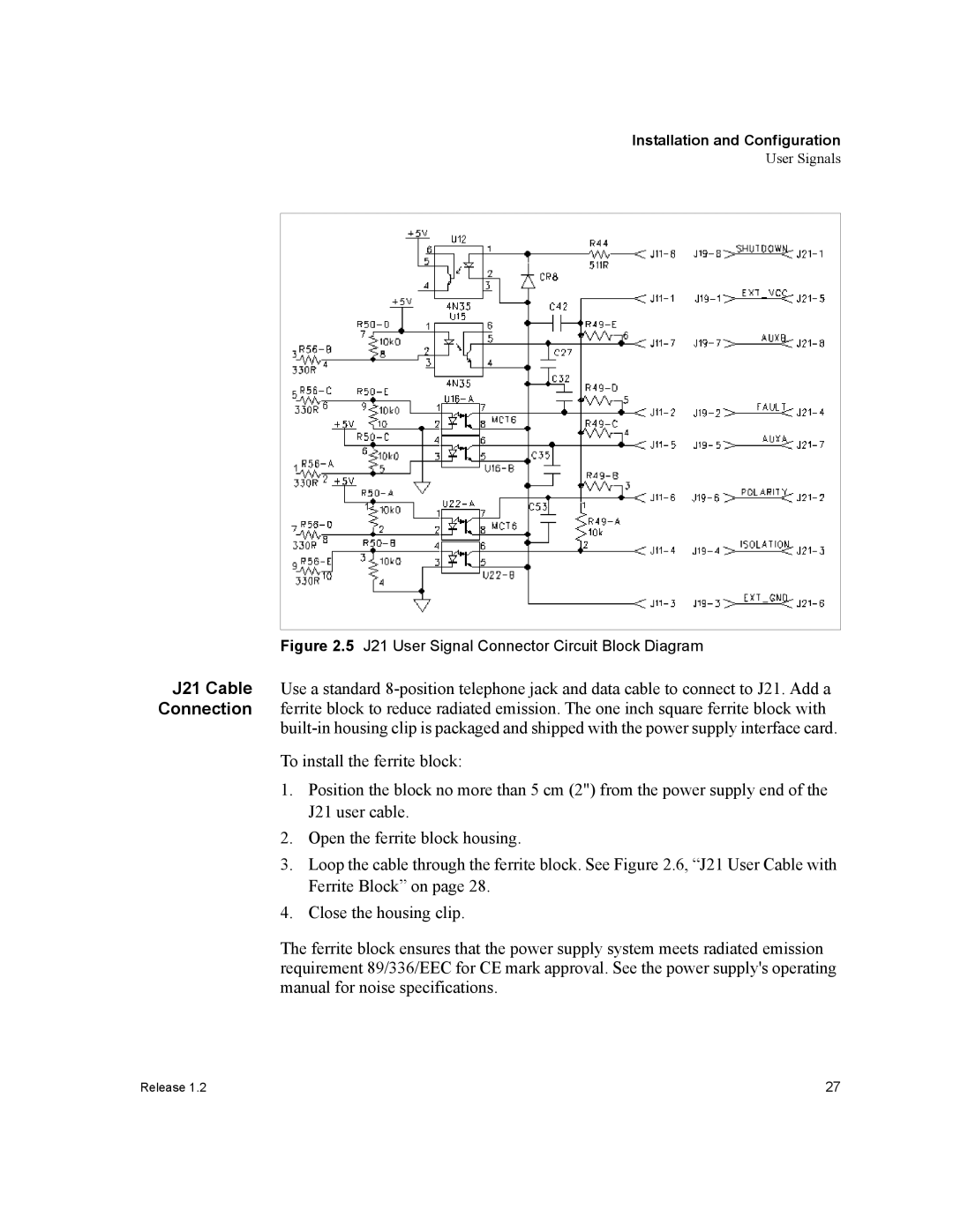 Xantrex Technology GPIB-XPD manual J21 User Signal Connector Circuit Block Diagram 