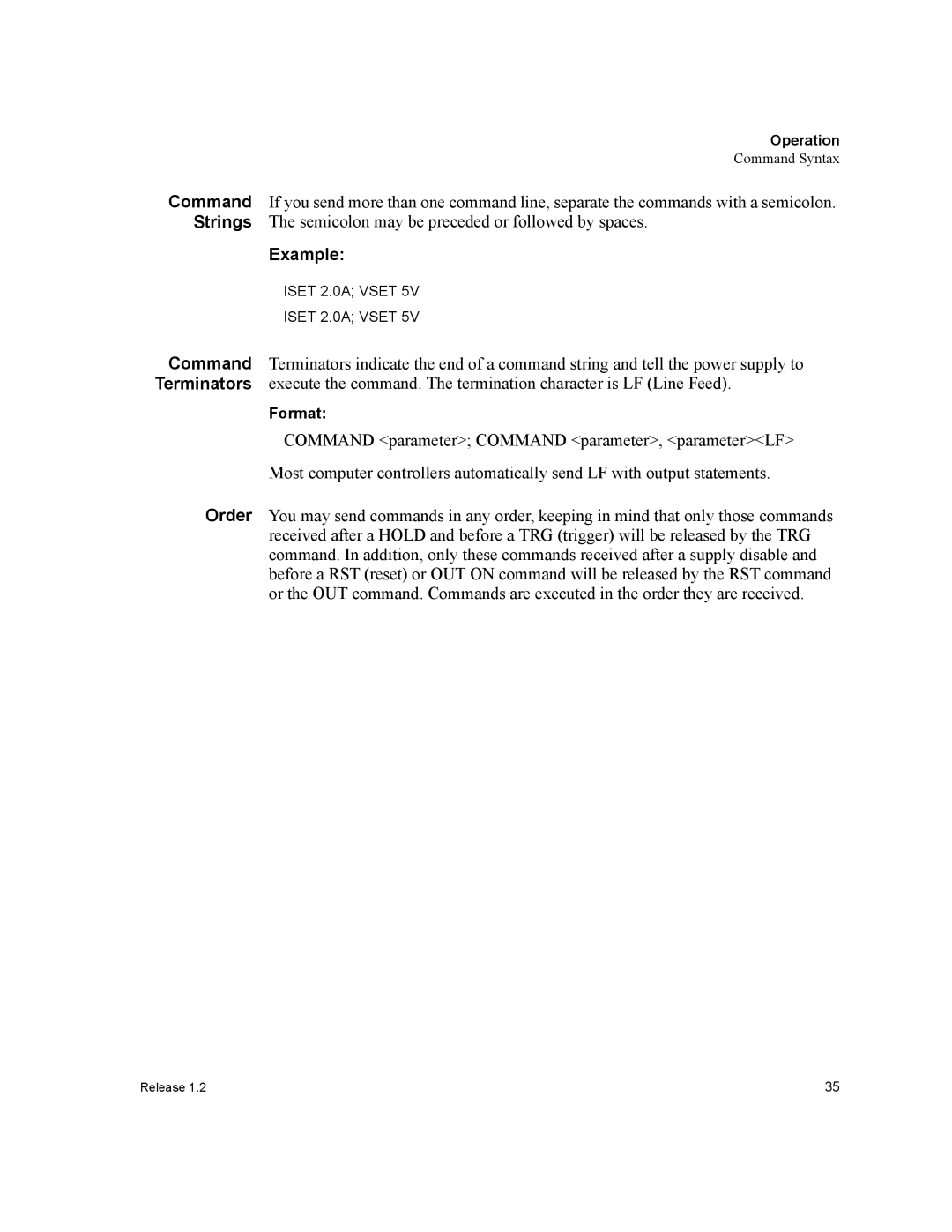 Xantrex Technology GPIB-XPD manual Example, Iset 2.0A Vset 