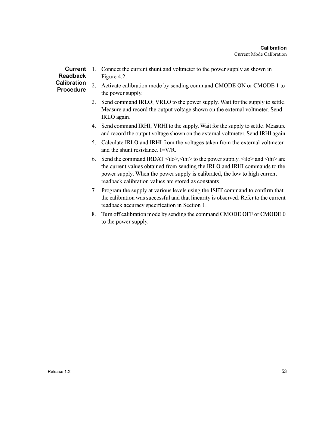 Xantrex Technology GPIB-XPD manual Current Readback Calibration Procedure 