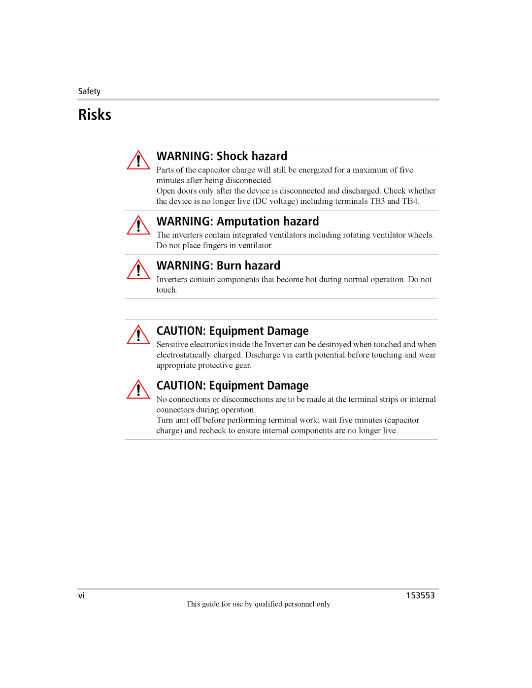 Xantrex Technology GT Series manual Risks 