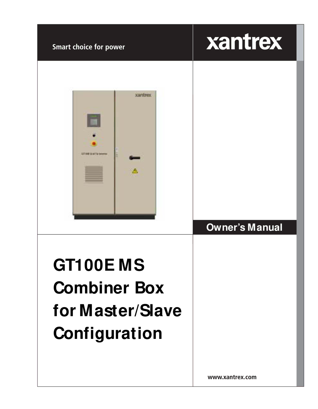 Xantrex Technology owner manual GT100E MS Combiner Box for Master/Slave Configuration 