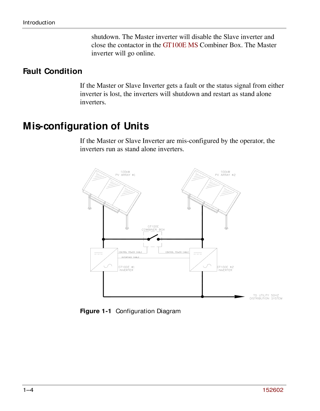 Xantrex Technology GT100E owner manual Mis-configuration of Units, Fault Condition 