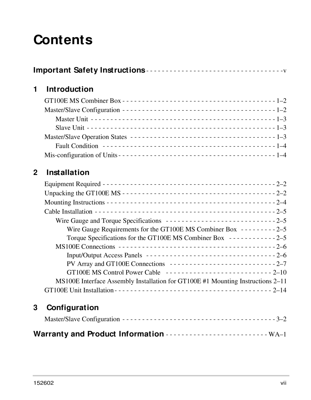 Xantrex Technology GT100E owner manual Contents 