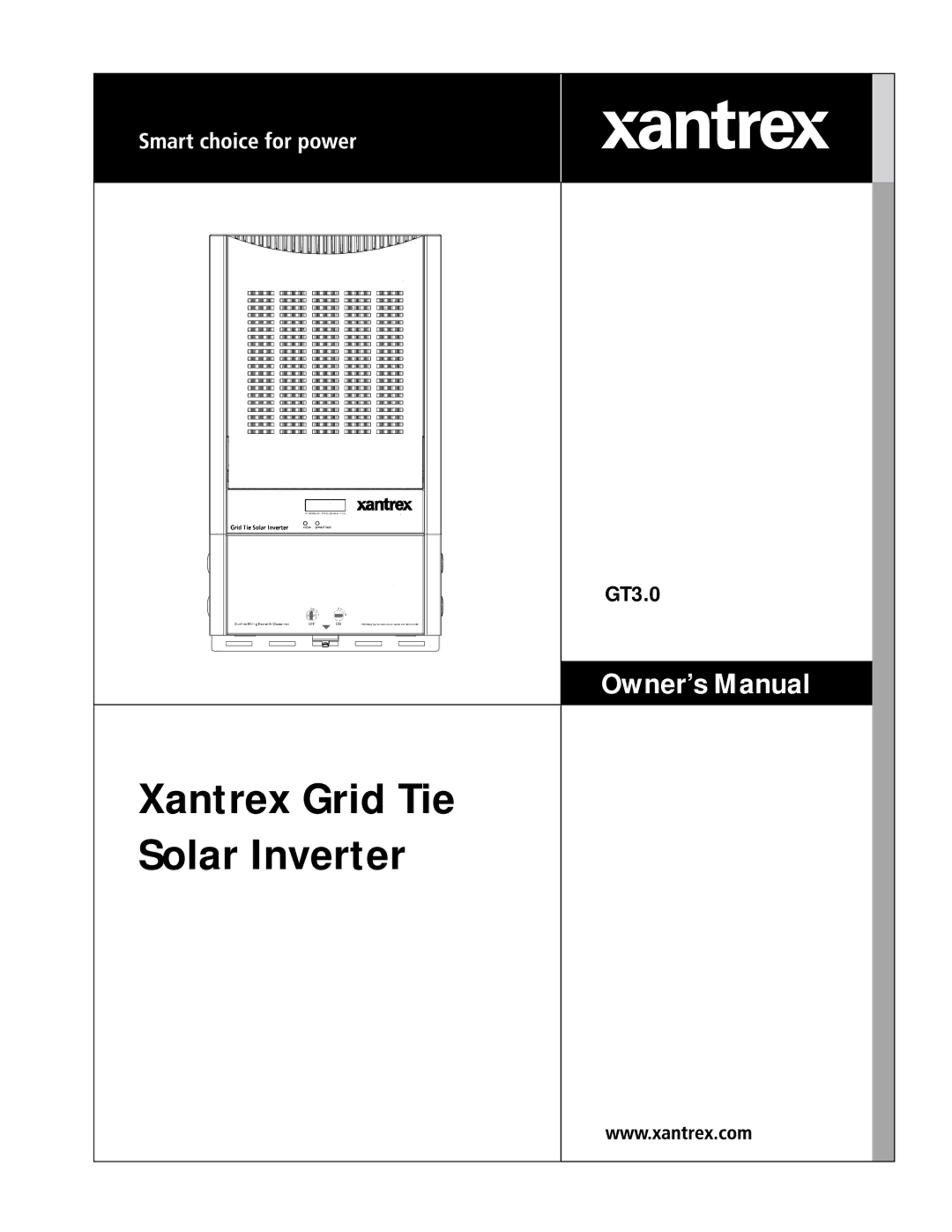 Xantrex Technology GT3.0 owner manual Xantrex Grid Tie Solar Inverter 