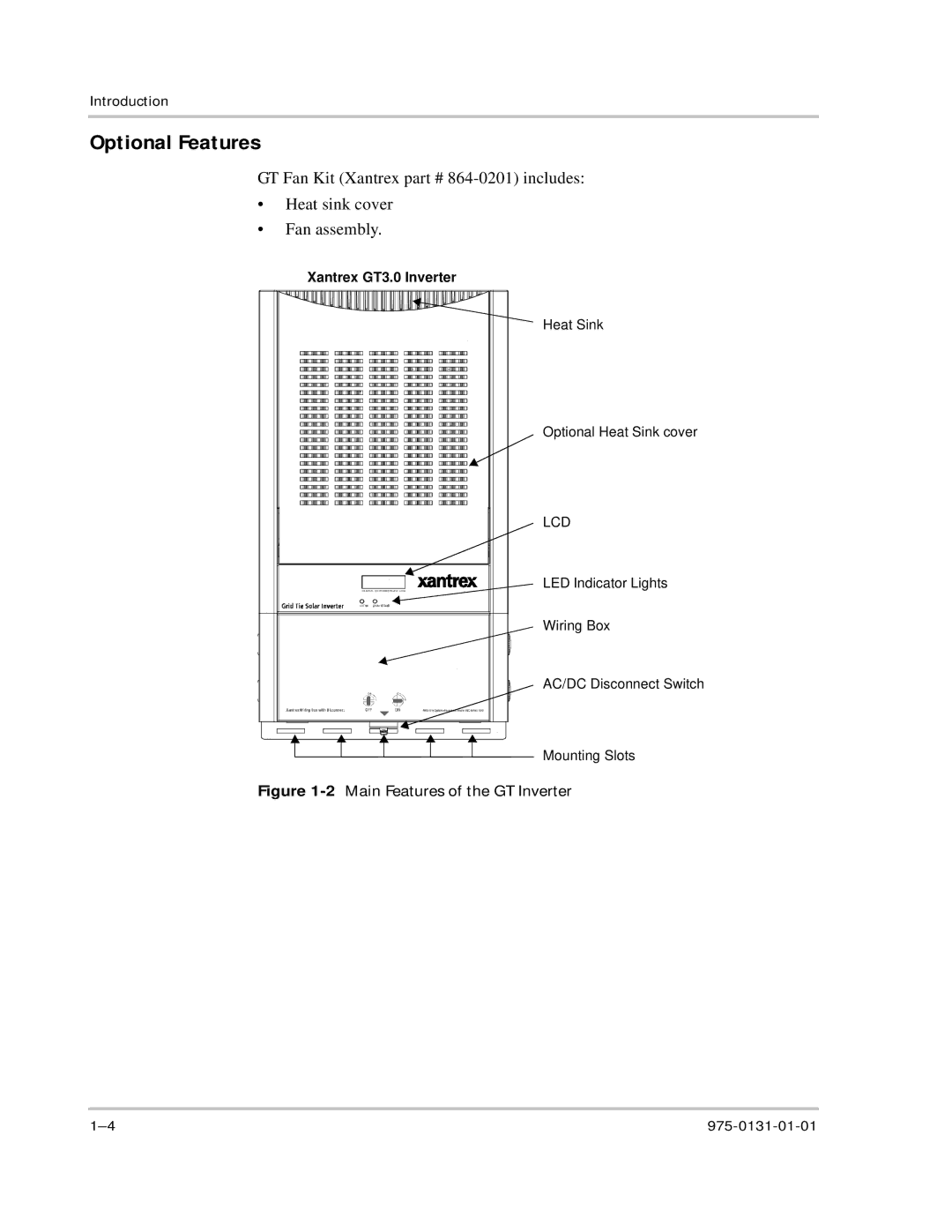 Xantrex Technology GT3.0 owner manual Optional Features, 2Main Features of the GT Inverter 