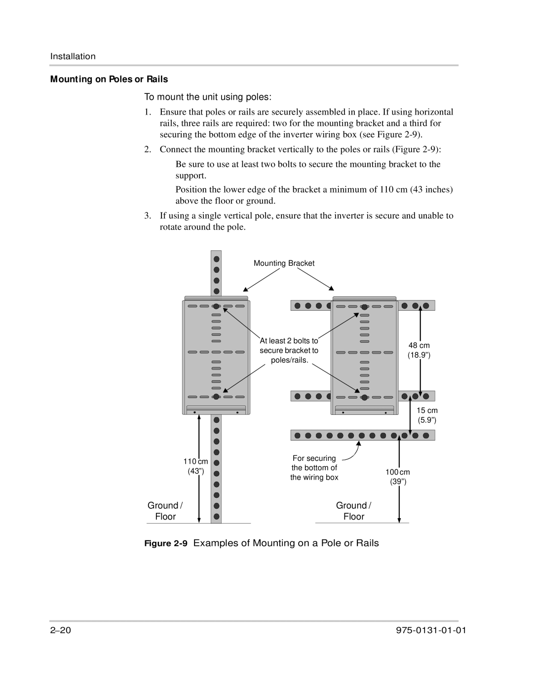 Xantrex Technology GT3.0 owner manual Mounting on Poles or Rails, To mount the unit using poles, Ground Floor 