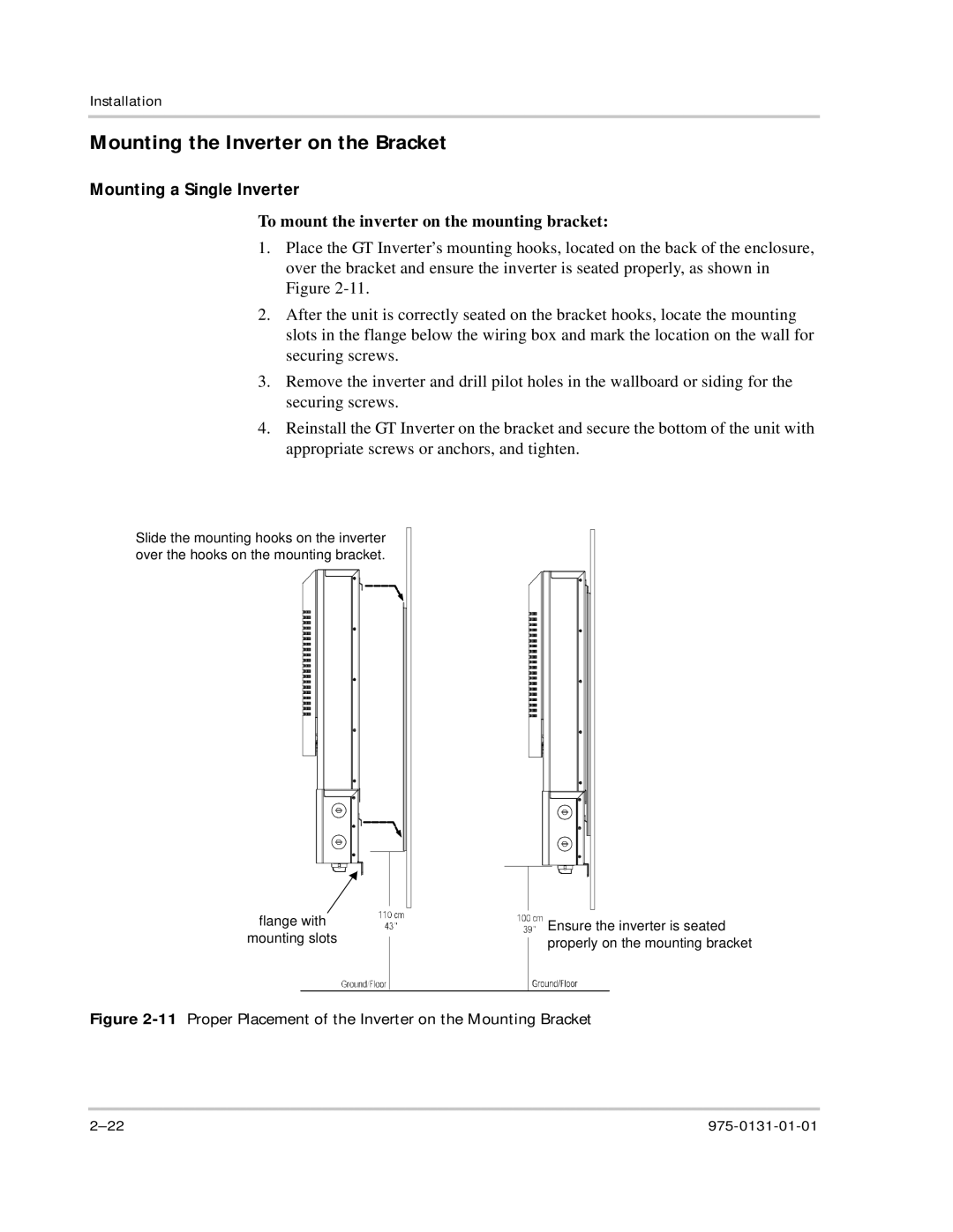 Xantrex Technology GT3.0 owner manual Mounting the Inverter on the Bracket, Mounting a Single Inverter 