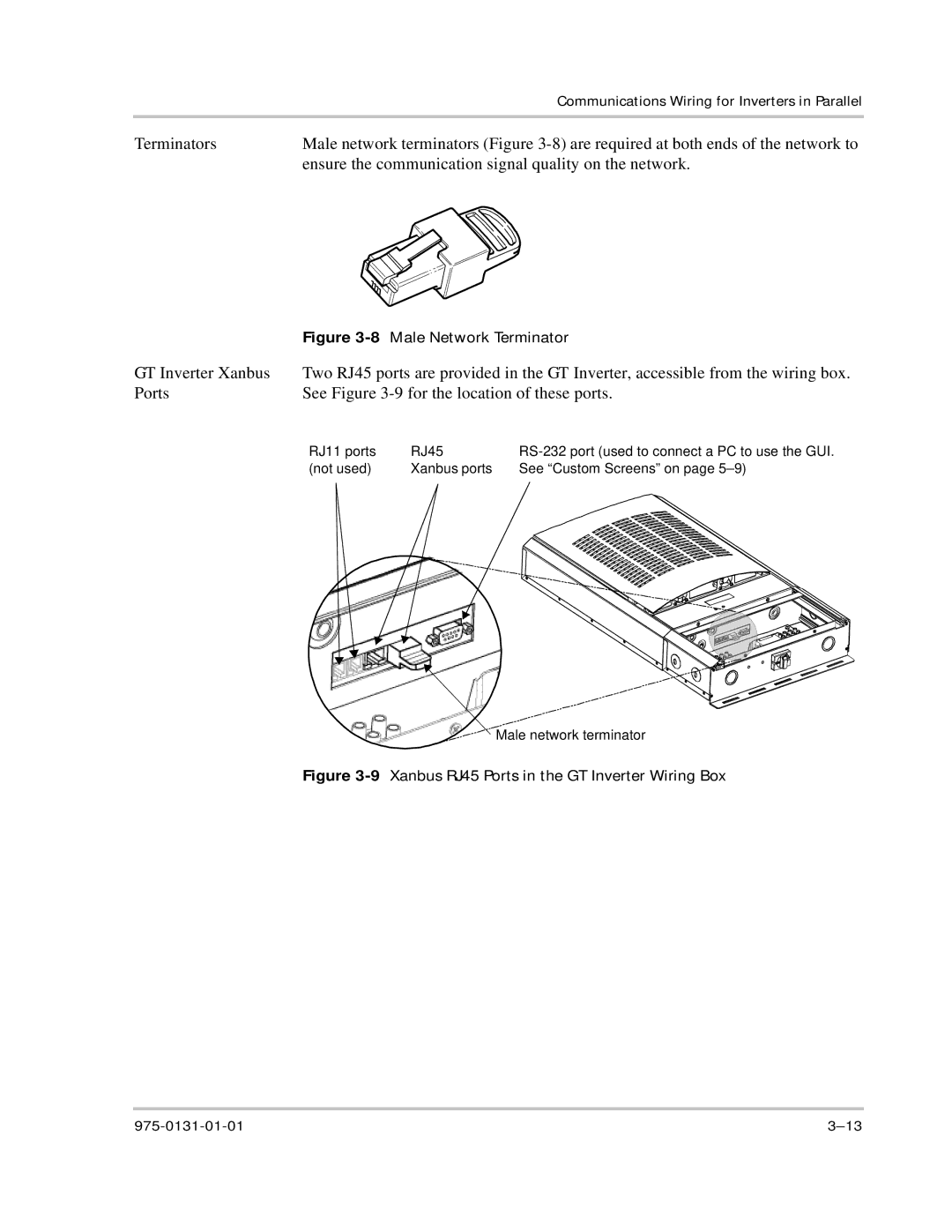 Xantrex Technology GT3.0 owner manual Male Network Terminator, 9Xanbus RJ45 Ports in the GT Inverter Wiring Box 