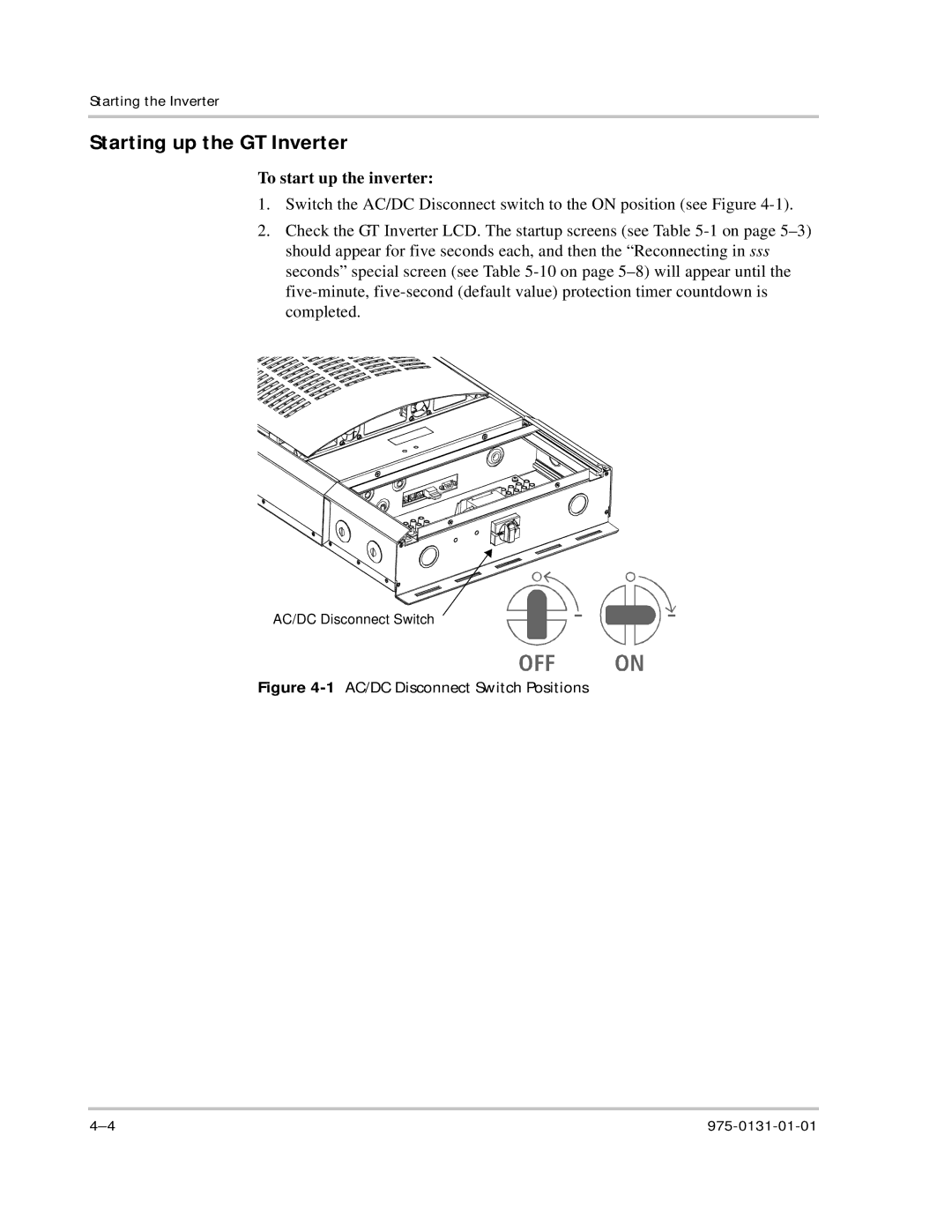 Xantrex Technology GT3.0 owner manual Starting up the GT Inverter, To start up the inverter 