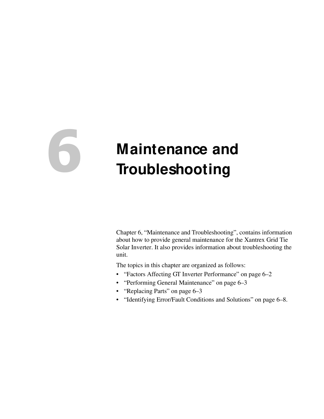 Xantrex Technology GT3.0 owner manual Maintenance 