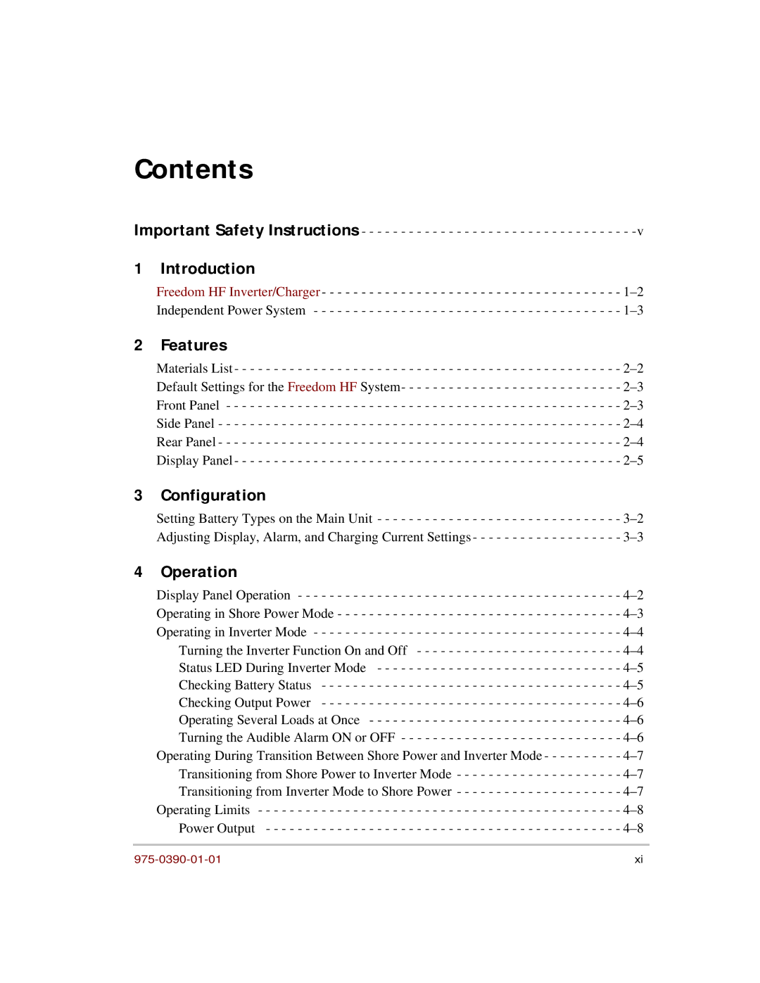 Xantrex Technology HF 1800, HF 1000 manual Contents 