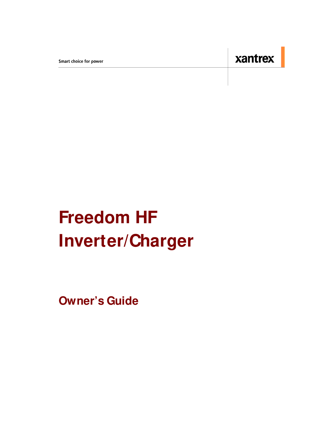 Xantrex Technology HF 1800, HF 1000 manual Freedom HF Inverter/Charger 