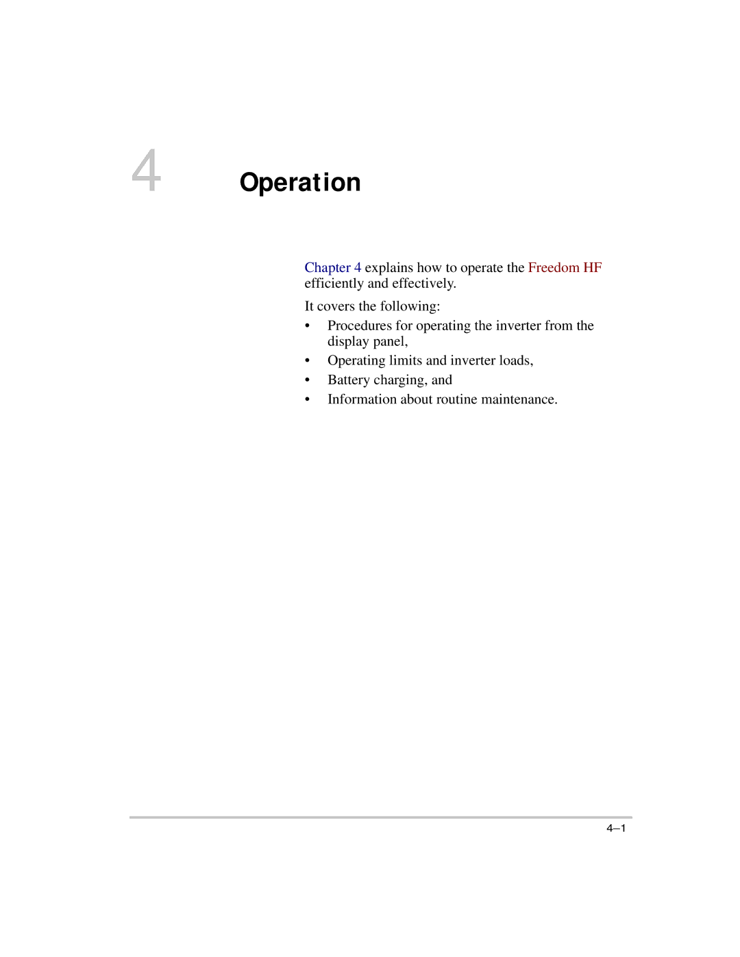 Xantrex Technology HF 1800, HF 1000 manual Operation 