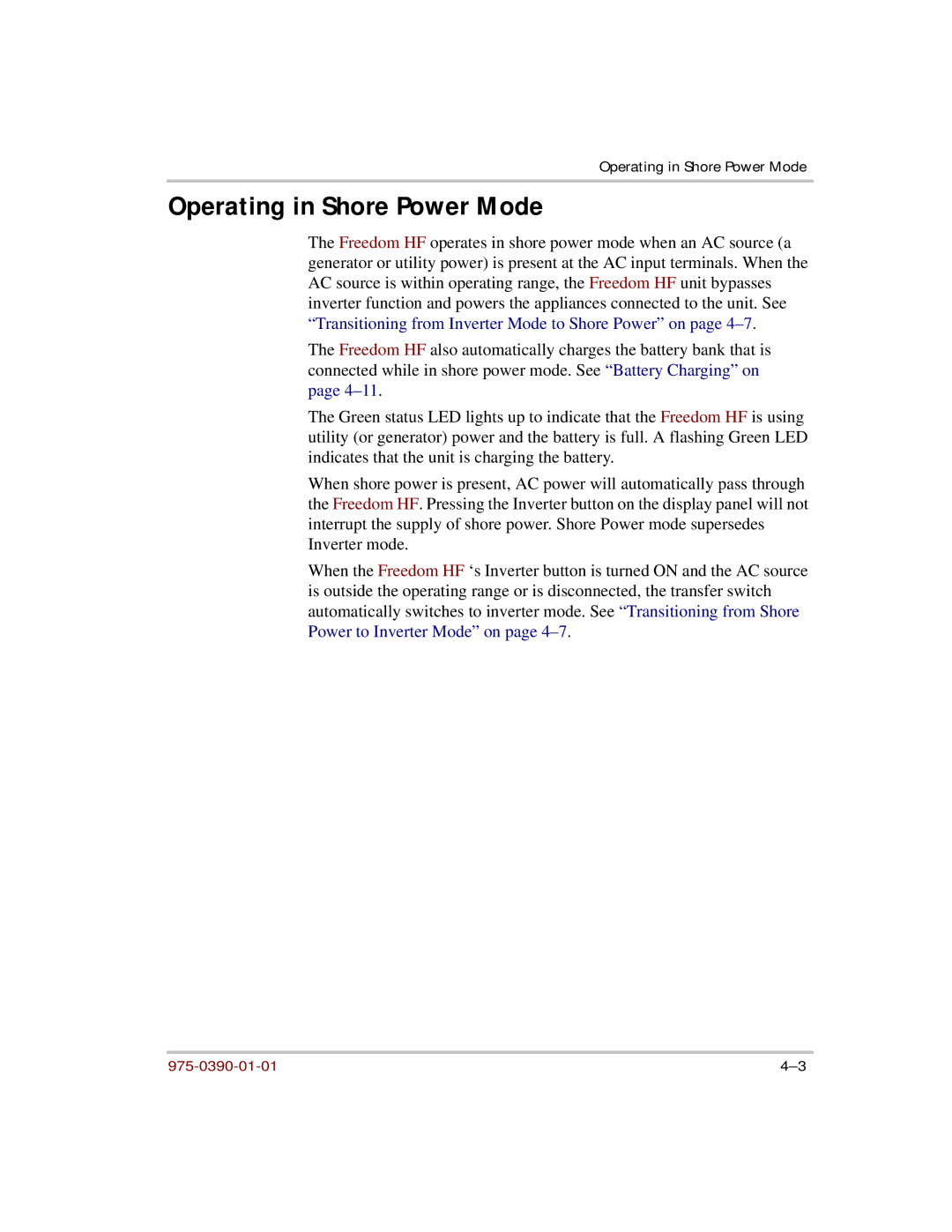 Xantrex Technology HF 1800, HF 1000 manual Operating in Shore Power Mode 