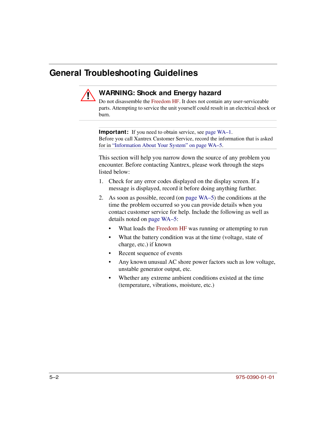 Xantrex Technology HF 1000, HF 1800 manual General Troubleshooting Guidelines 