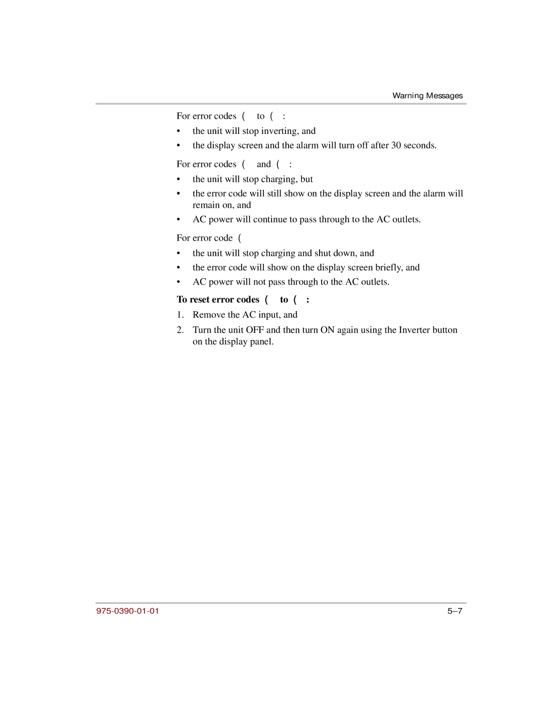 Xantrex Technology HF 1800, HF 1000 manual To reset error codes E10 to E12 