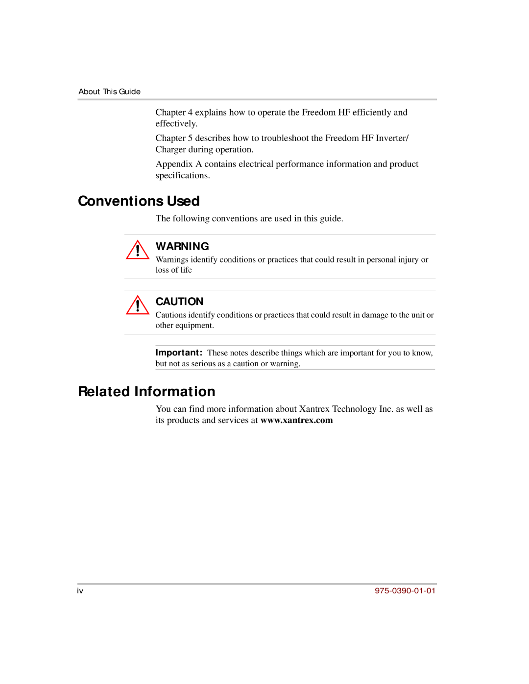 Xantrex Technology HF 1000, HF 1800 manual Conventions Used, Related Information 