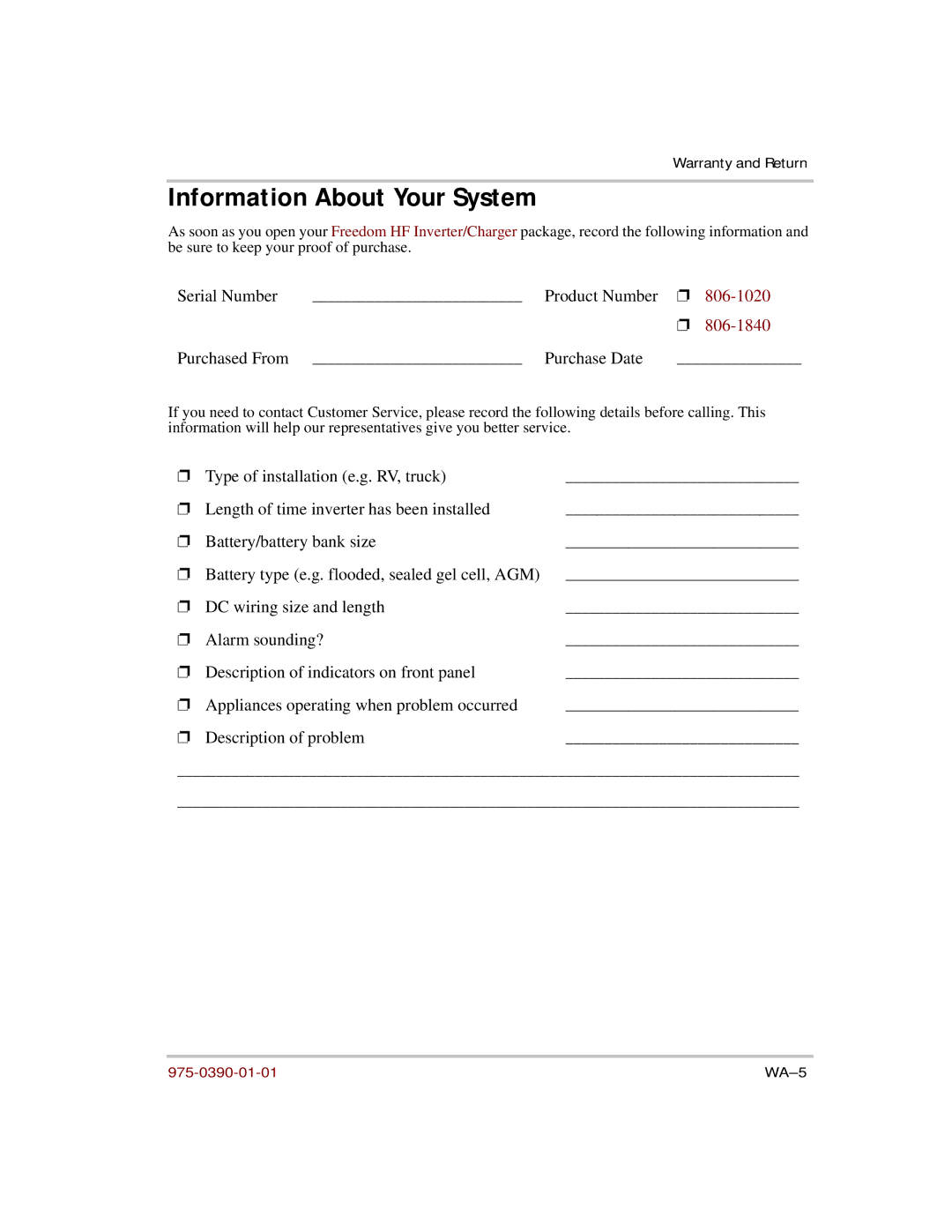 Xantrex Technology HF 1800, HF 1000 manual Information About Your System, 806-1840 