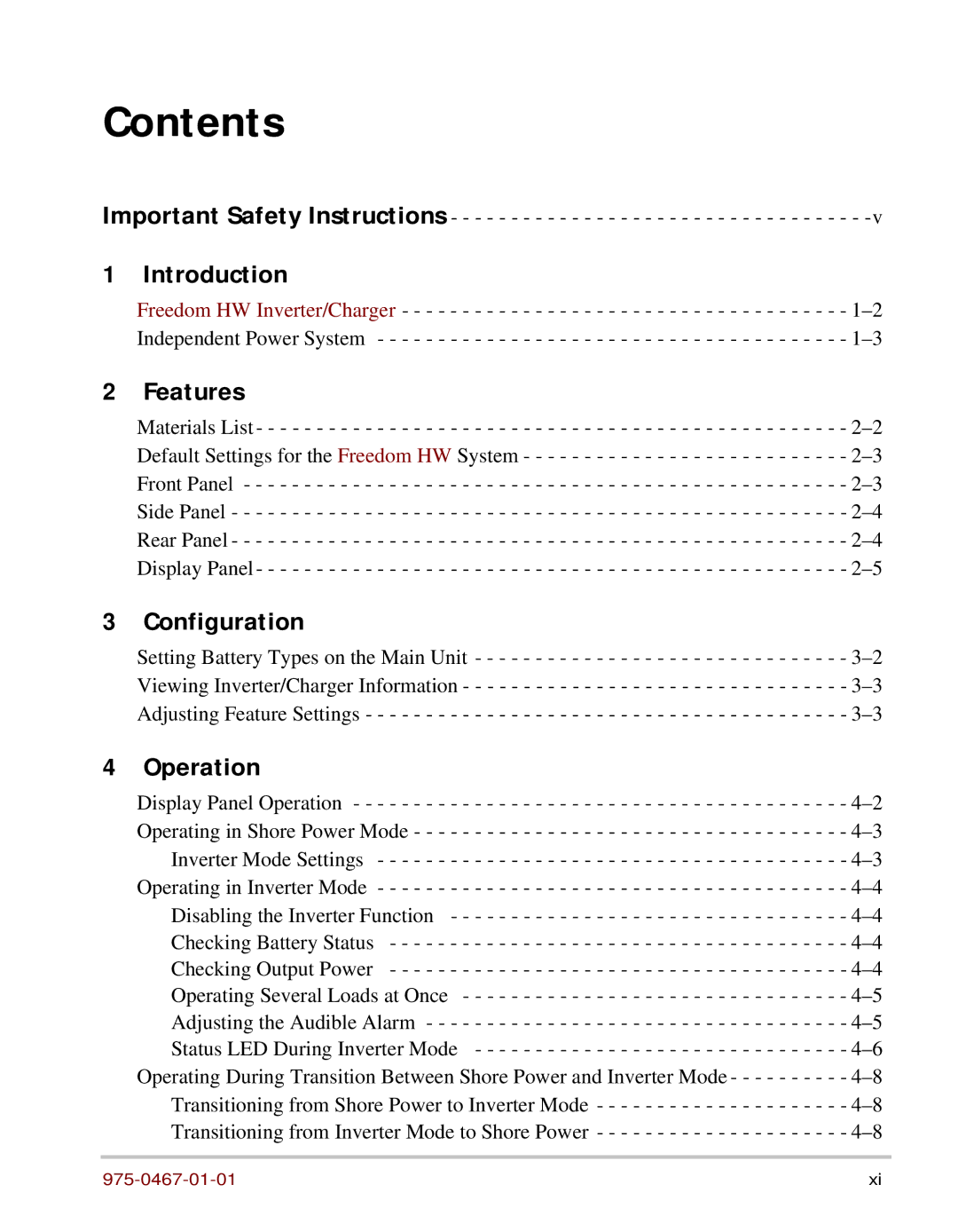 Xantrex Technology HW 1000 manual Contents 