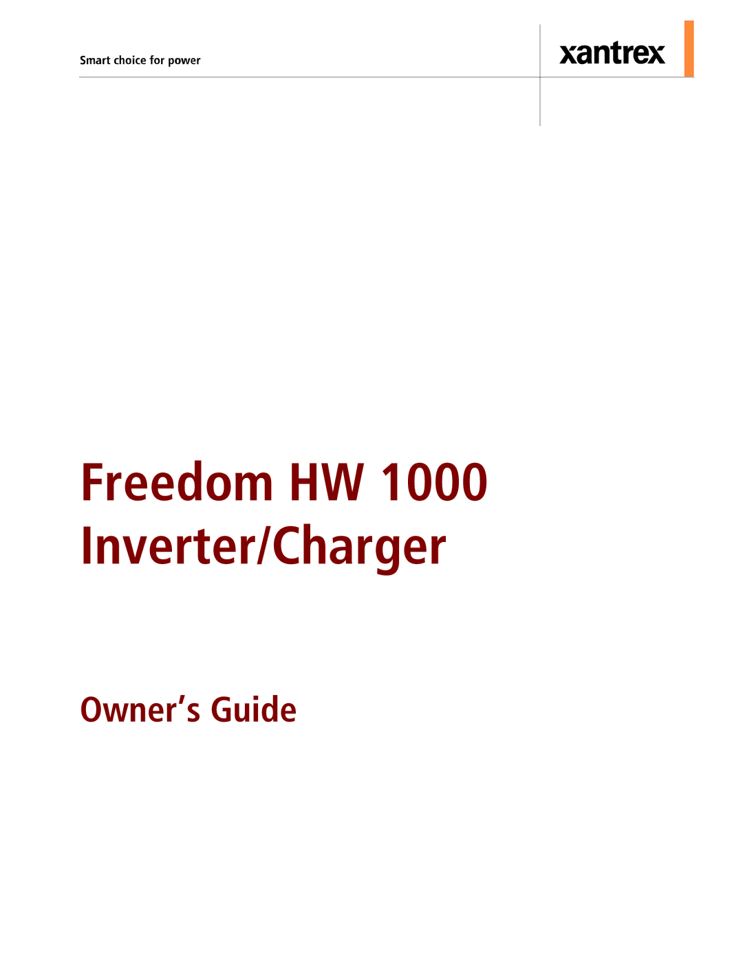 Xantrex Technology manual Freedom HW 1000 Inverter/Charger 