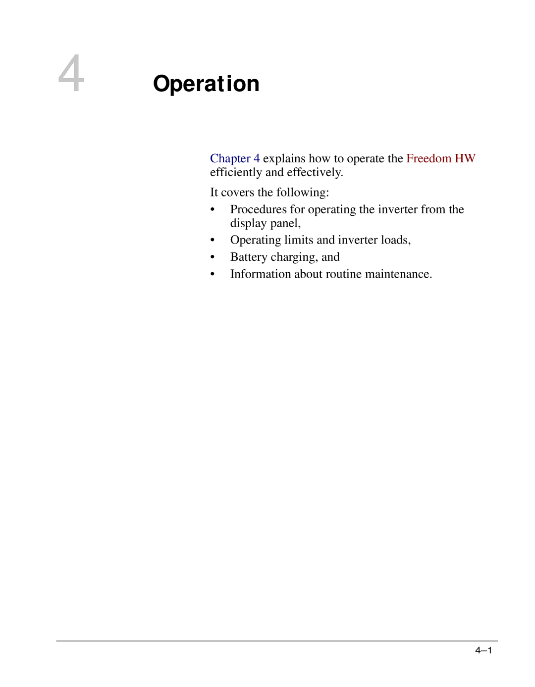 Xantrex Technology HW 1000 manual Operation 