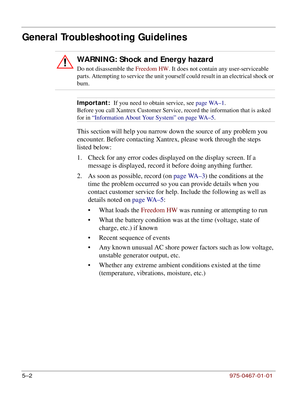 Xantrex Technology HW 1000 manual General Troubleshooting Guidelines 