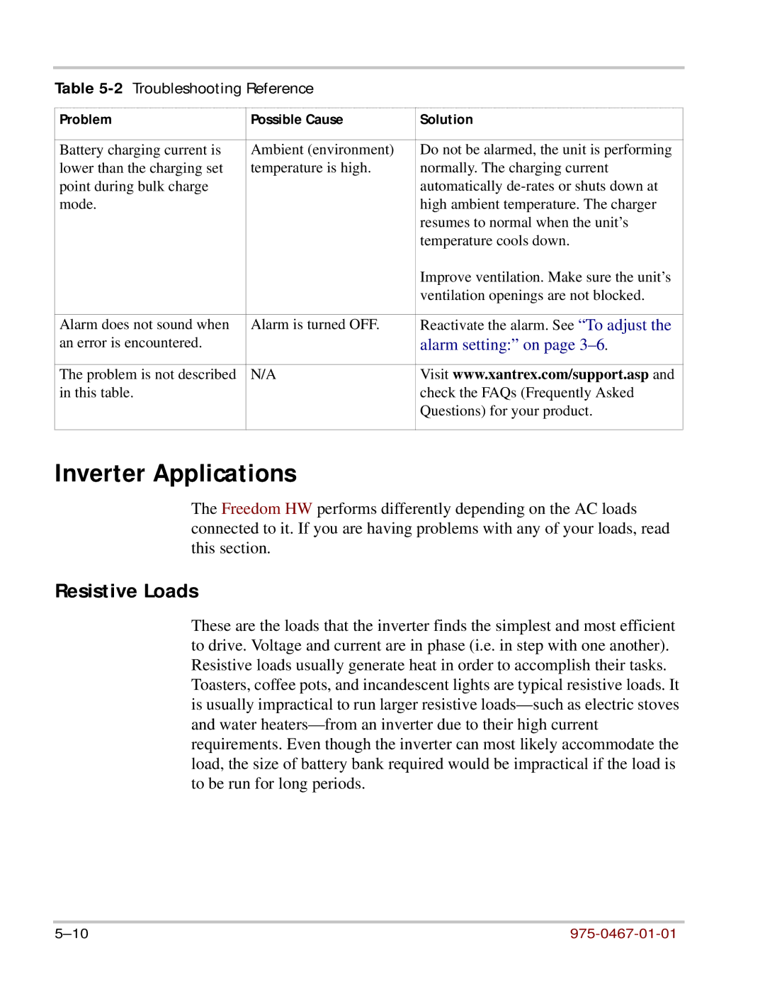 Xantrex Technology HW 1000 manual Inverter Applications, Resistive Loads 