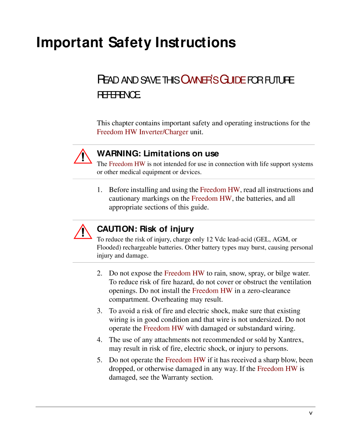 Xantrex Technology HW 1000 manual Important Safety Instructions, Reference 