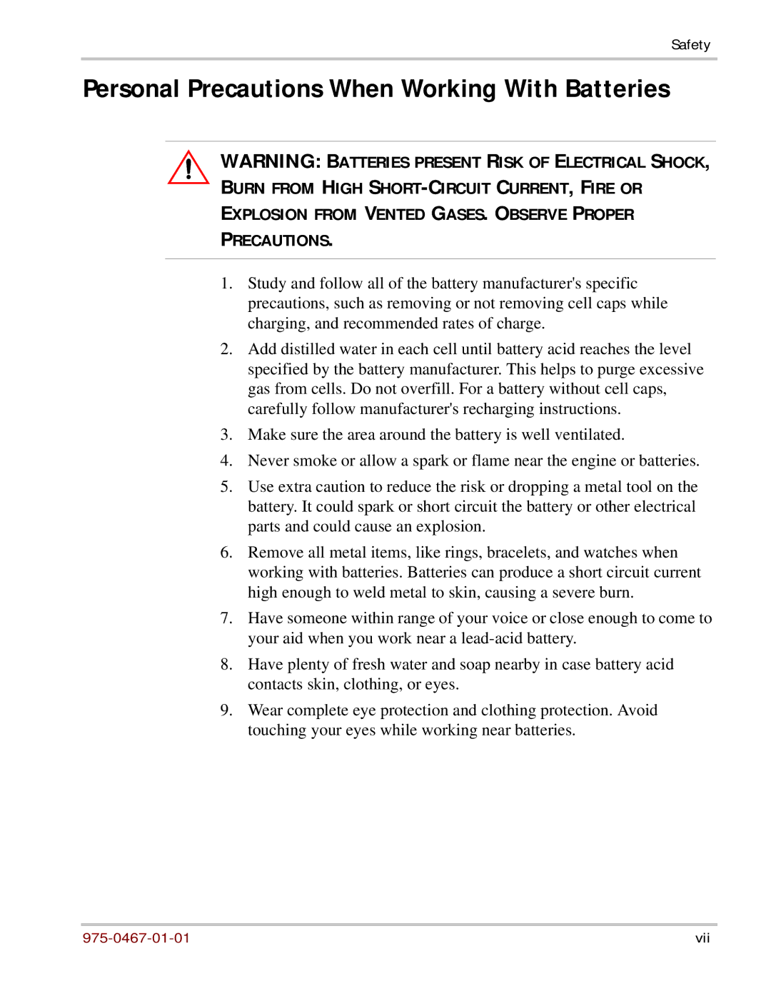 Xantrex Technology HW 1000 manual Personal Precautions When Working With Batteries 