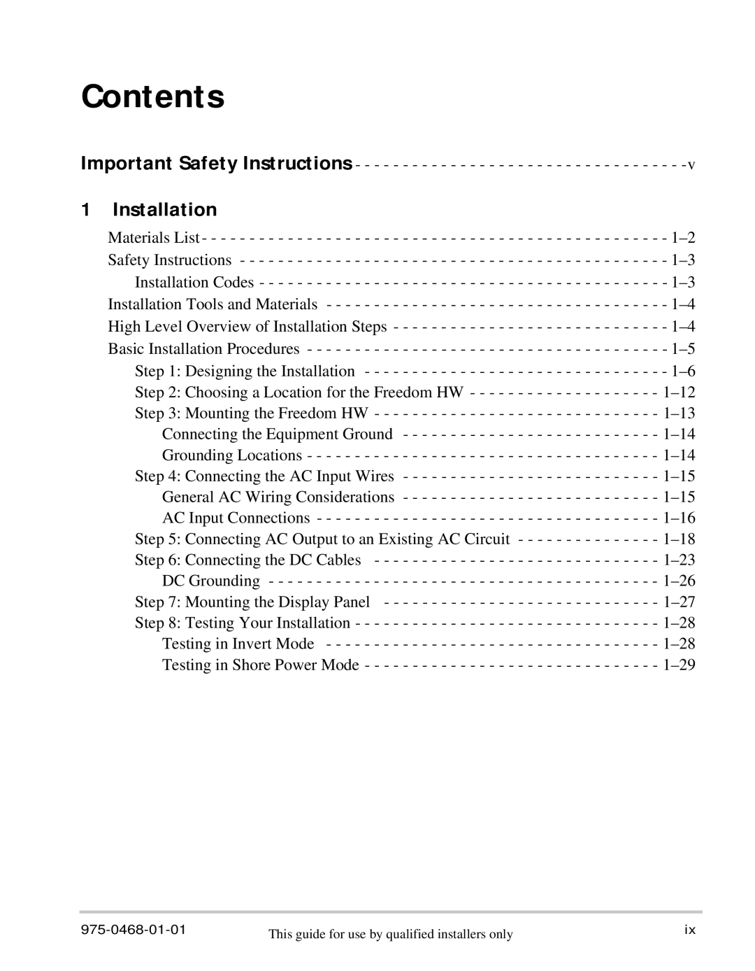 Xantrex Technology HW 1000 manual Contents 