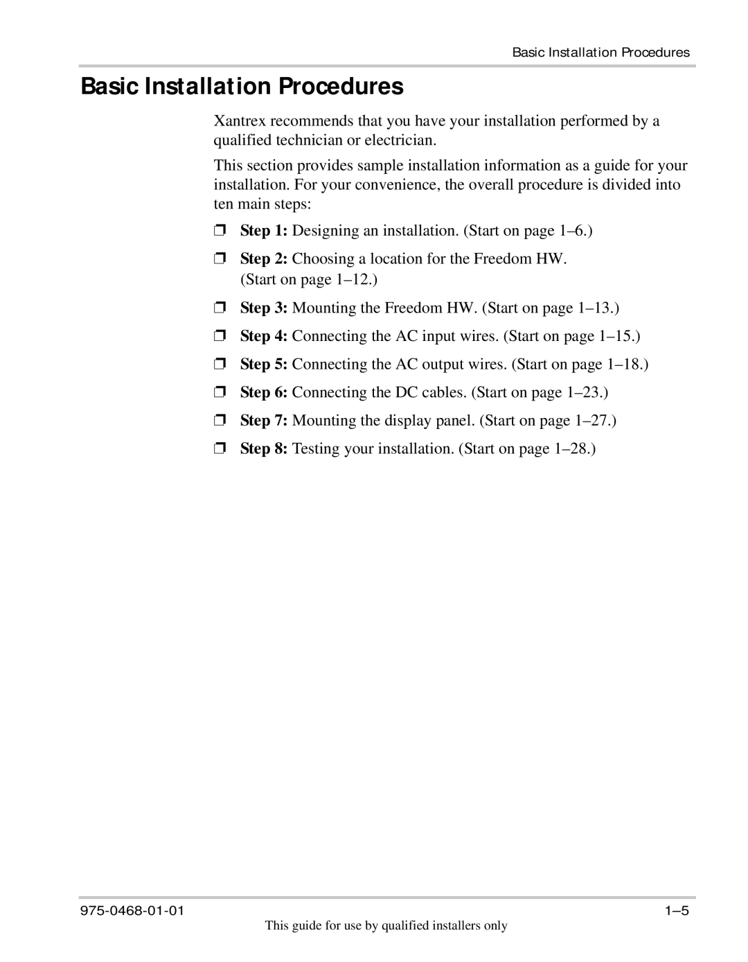 Xantrex Technology HW 1000 manual Basic Installation Procedures 