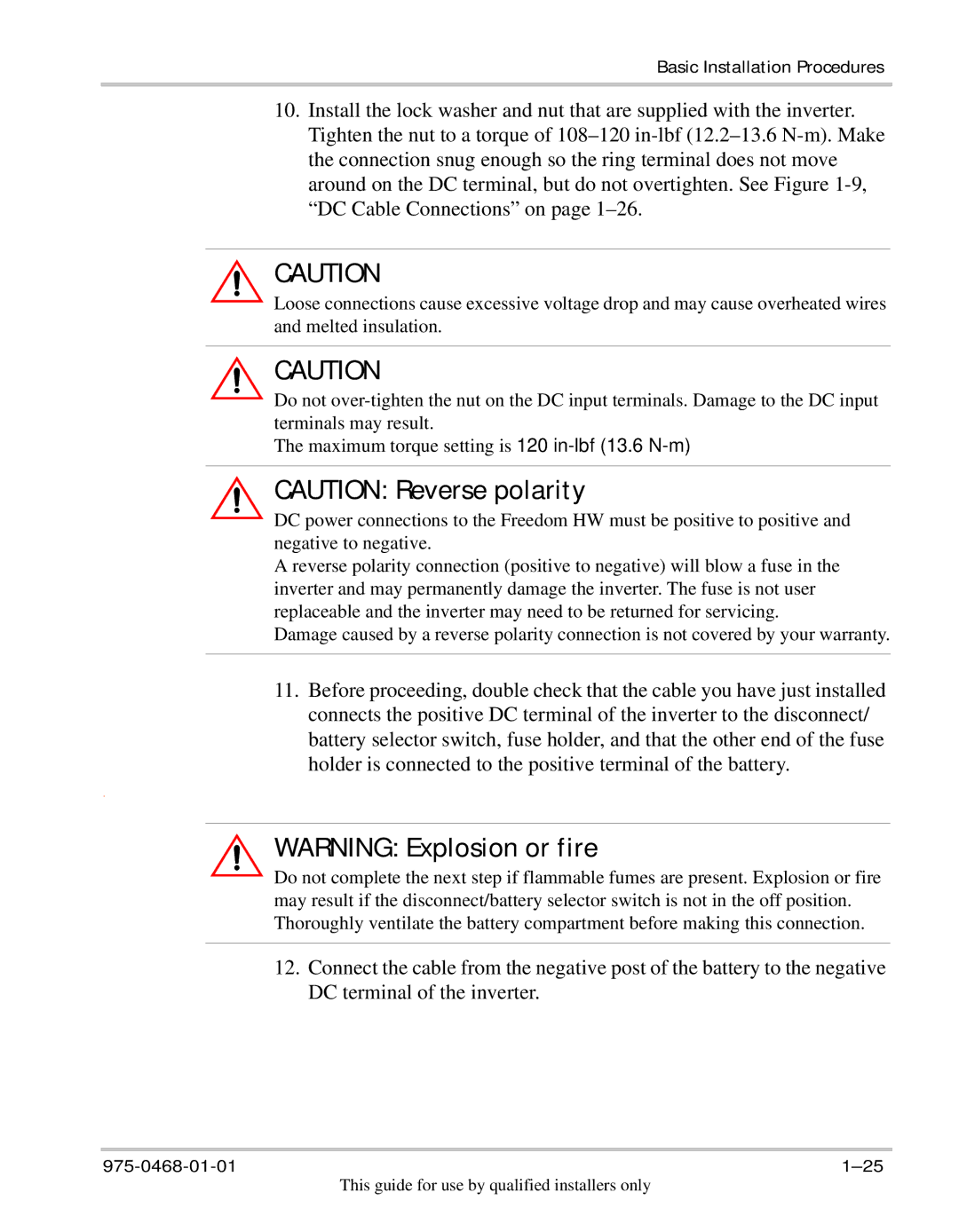 Xantrex Technology HW 1000 manual Basic Installation Procedures 