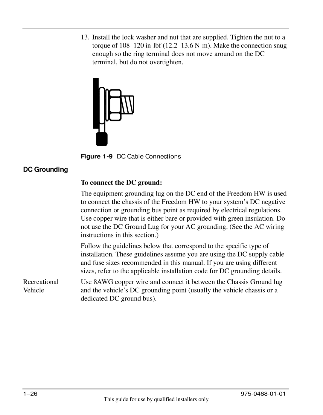 Xantrex Technology HW 1000 manual DC Grounding 