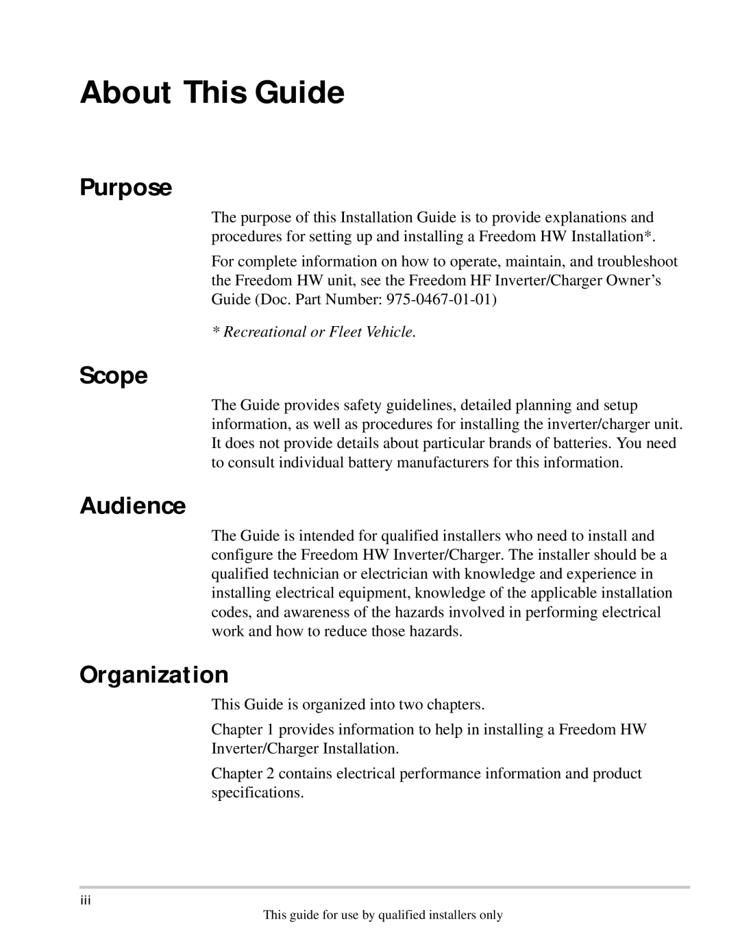 Xantrex Technology HW 1000 manual Purpose, Scope, Audience, Organization 