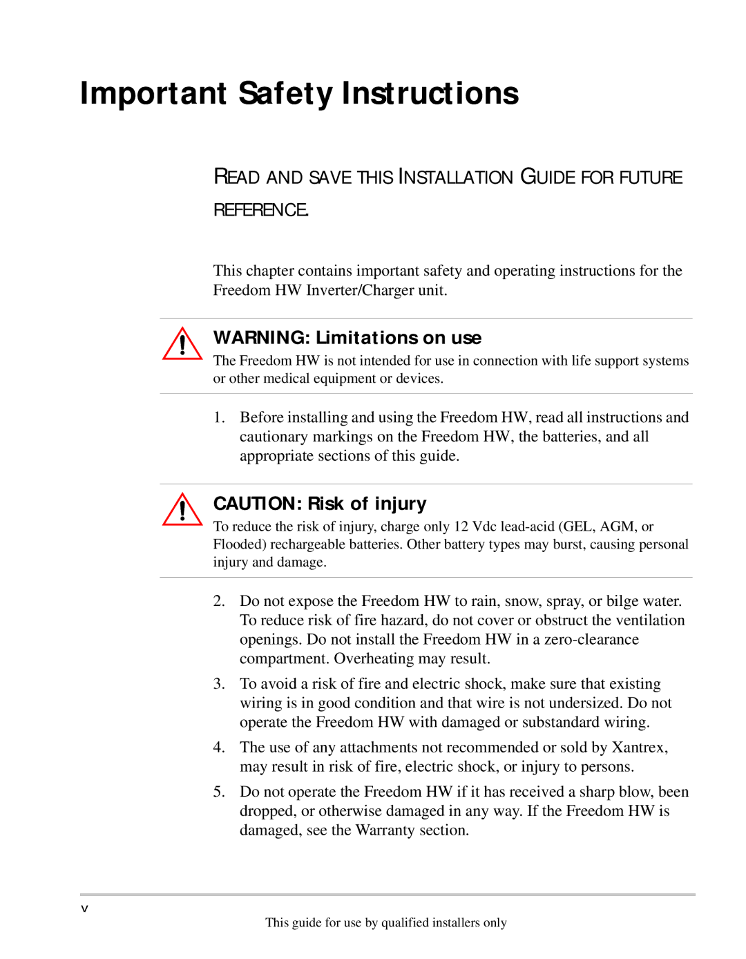 Xantrex Technology HW 1000 manual Important Safety Instructions 