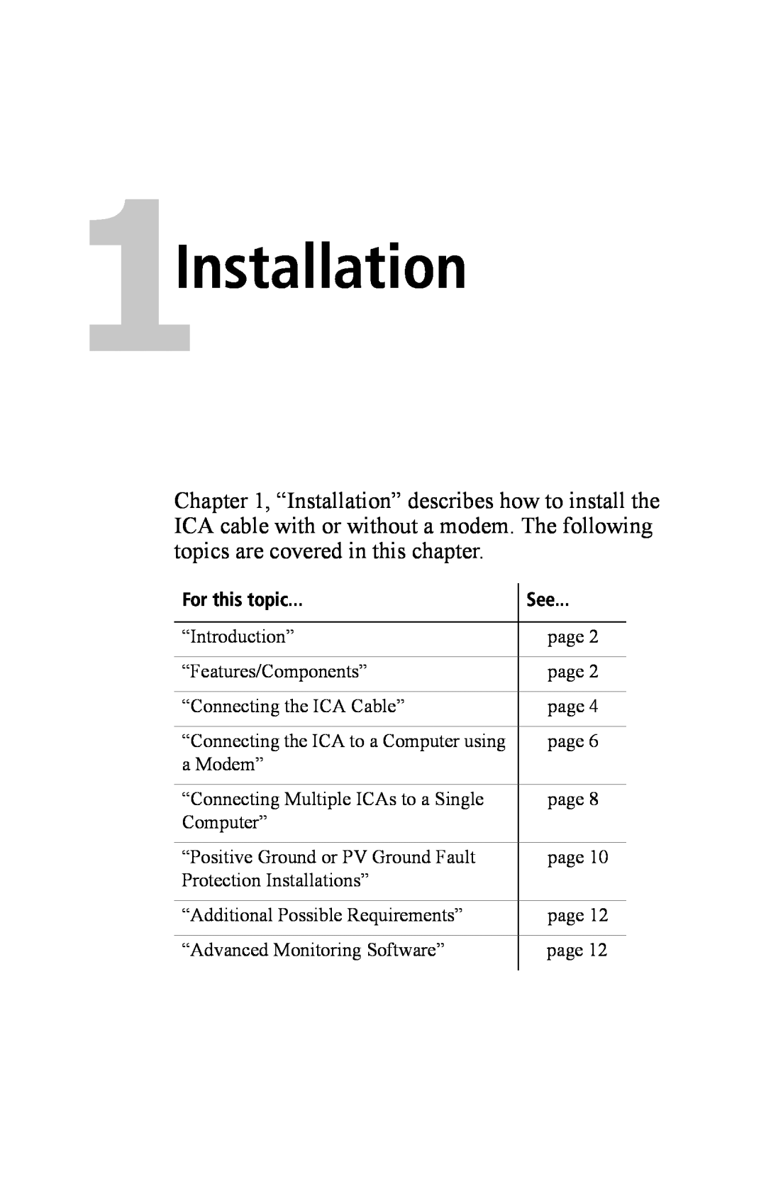 Xantrex Technology Inverter Communications Adapter manual 1Installation, For this topic 