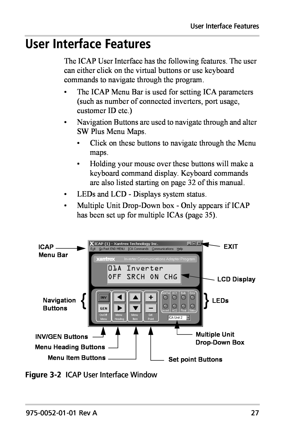 Xantrex Technology Inverter Communications Adapter manual User Interface Features 