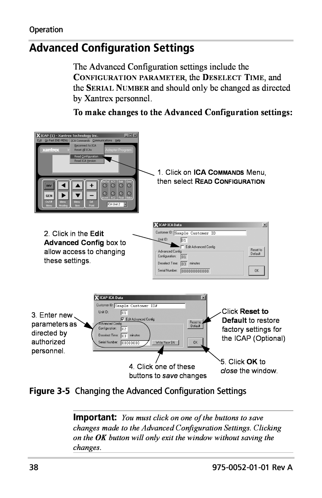 Xantrex Technology Inverter Communications Adapter manual Advanced Configuration Settings, Operation, Rev A 