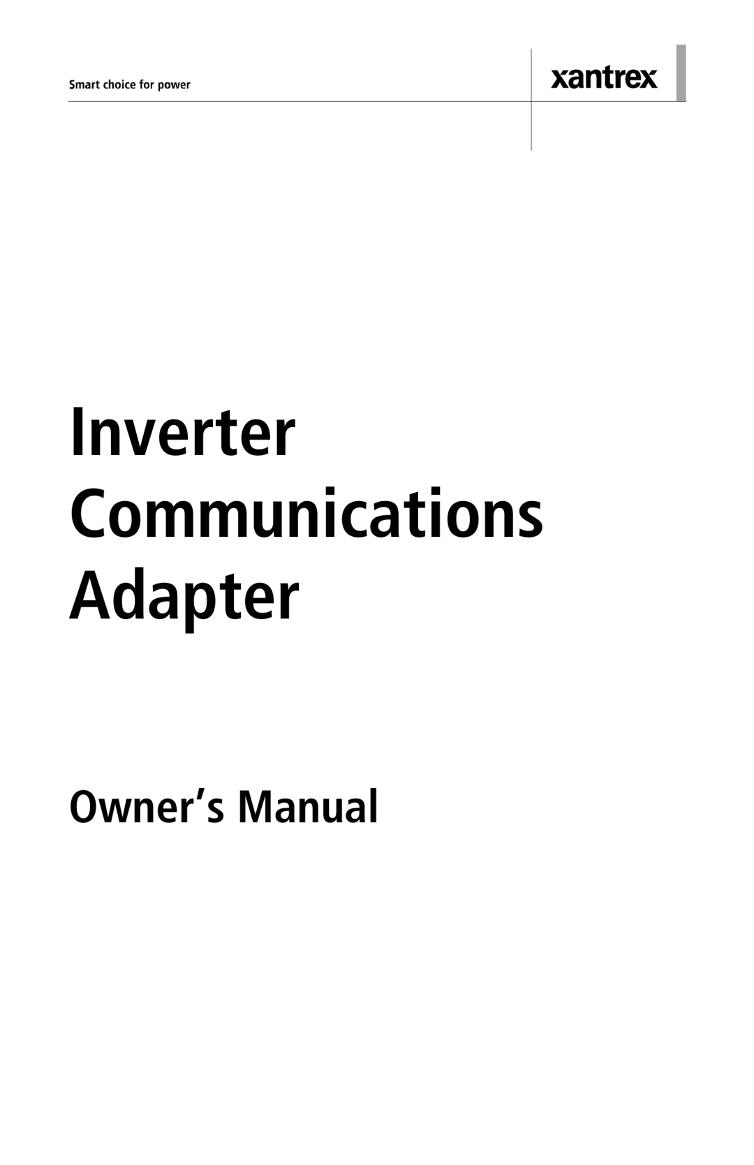 Xantrex Technology Inverter Communications Adapter manual 